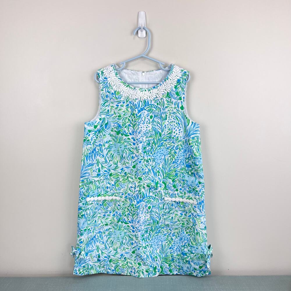 Lilly Pulitzer Girls Little Little Classic Shift Dress Hyda Blue Dandy Lions 10